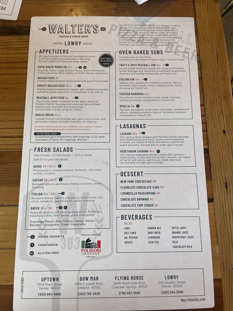 Walter's303 Bow Mar Pizzeria & Publik House